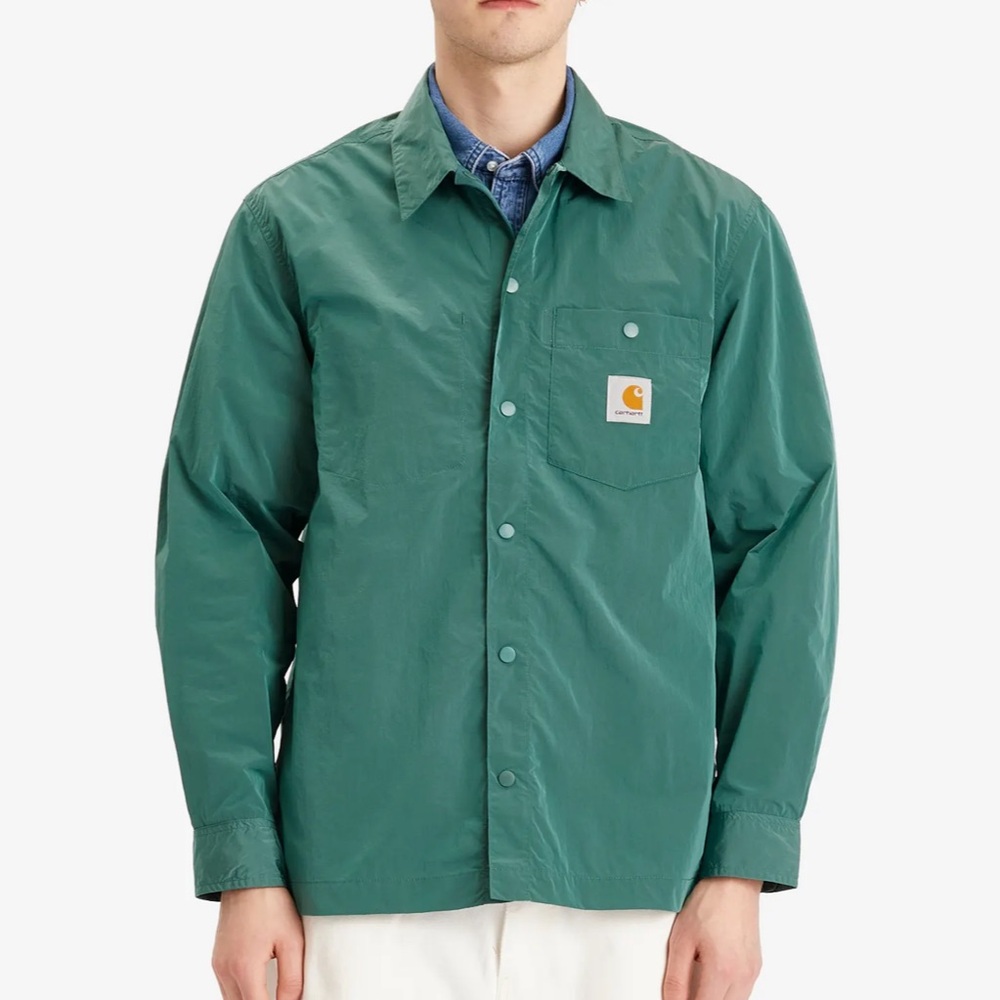 Carhartt WIP Green Canby Nylon Shirt Jacket Size Small